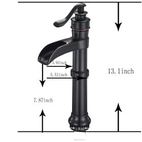 Waterfall Single Hole Single-Handle Vessel Bathroom Faucet With Pop-up Drain in Matte Black And Oil Rubbed Bronze